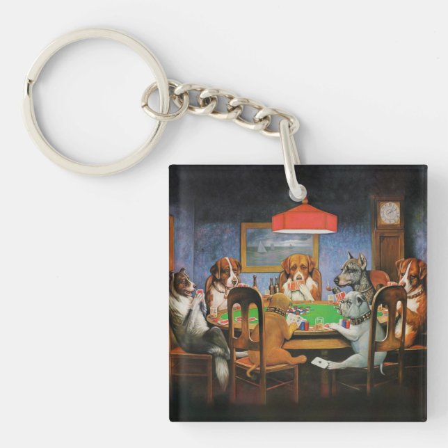 Llavero Perros jugando al póquer por C.M. Coolidge (Frente)