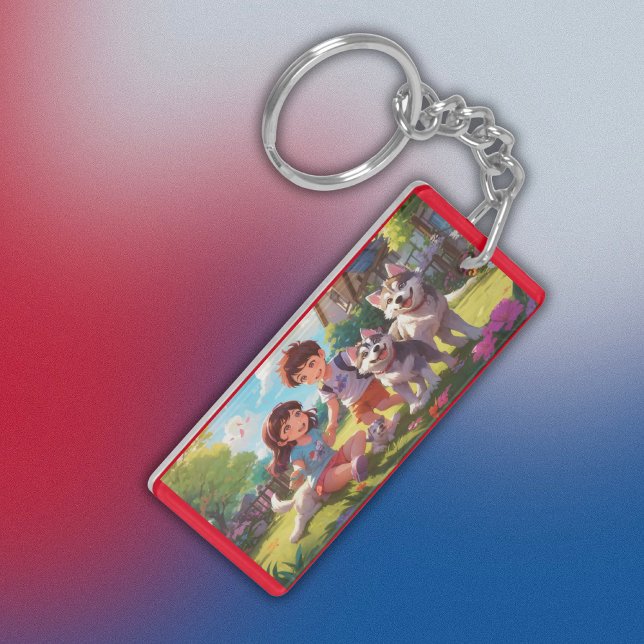 Llavero Perros monogramados Husky divertidos con niños | (Subido por el creador)