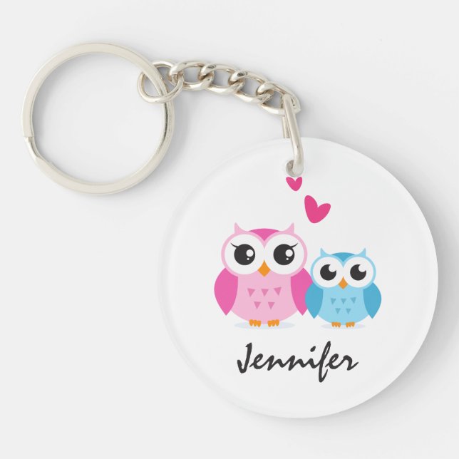 Llavero Perros personalizados con corazones personalizados (Frente)