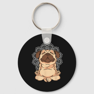 Llavero Perros Pug Meditación Buda Zen Profesor Yoga Pug B