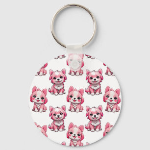 Llavero Perros rosados lindos - Blanco 