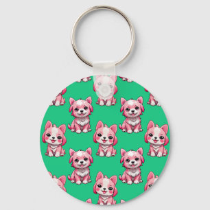 Llavero Perros rosados lindos - Verde