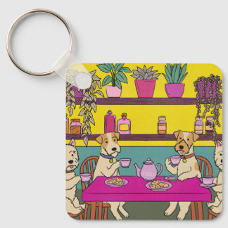 Llavero Perros tomando té de la tarde