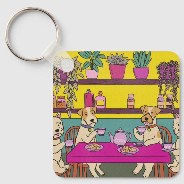 Llavero Perros tomando té de la tarde (Anverso)