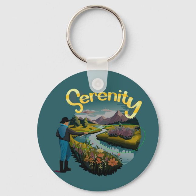 Llavero Persiguiendo la trucha en la cadena de claves Moun (Anverso)