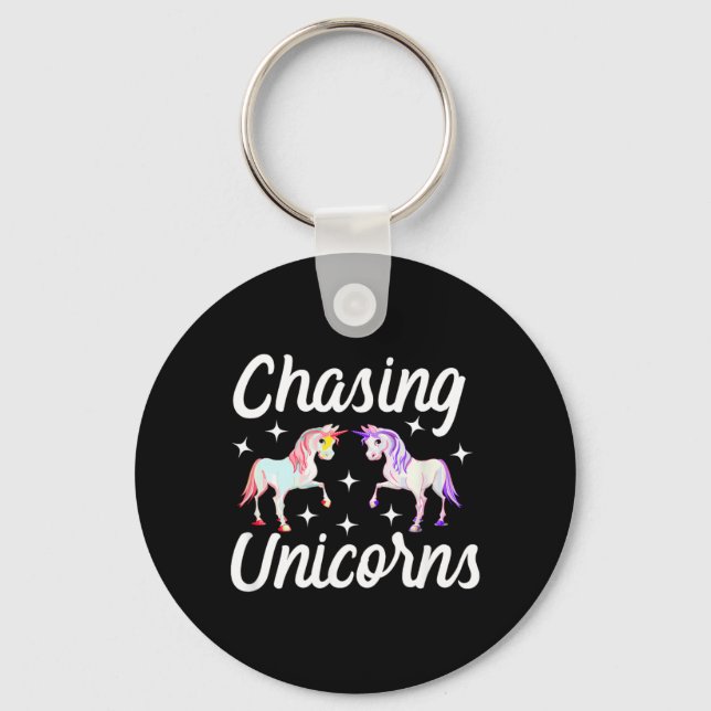 Llavero Persiguiendo Unicornios Mágicos (Anverso)