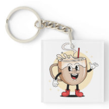 Personaje de café juguetón y adorable