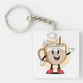 Llavero Personaje de café juguetón y adorable