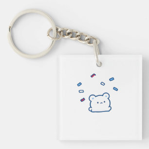 Llavero Personaje de Celebración de Oso Blanco Lindo