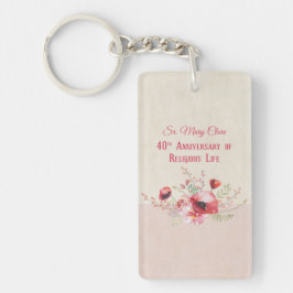 Llavero Personalice, 40º aniversario monja, rosa y