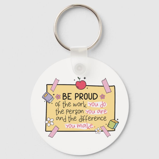 Llavero Personalised Teacher Keyring – “Be Proud” Note (Anverso)