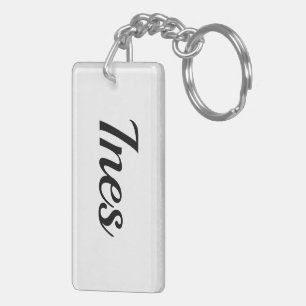 Llavero personalisierbar Vorname Ines schwarz weiß