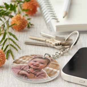 Llavero personaliza círculo personalizado simple (unilater