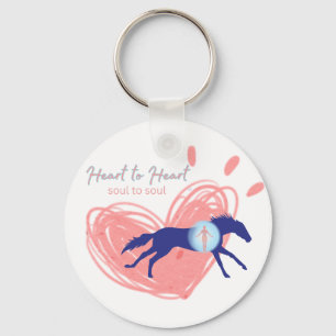 Llavero Personaliza corazón de caballo de 2 lados corazón