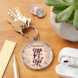 Llavero Personaliza el feliz día de la madre, una floral c