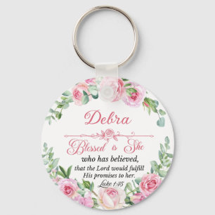 Llavero Personaliza Luke 1:45 Día de la Madre Rosa Rosa