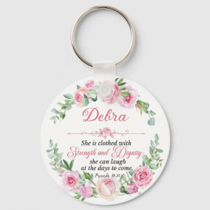 Llavero Personaliza Prov 31:25 Día de la Madre Rosa Rosa