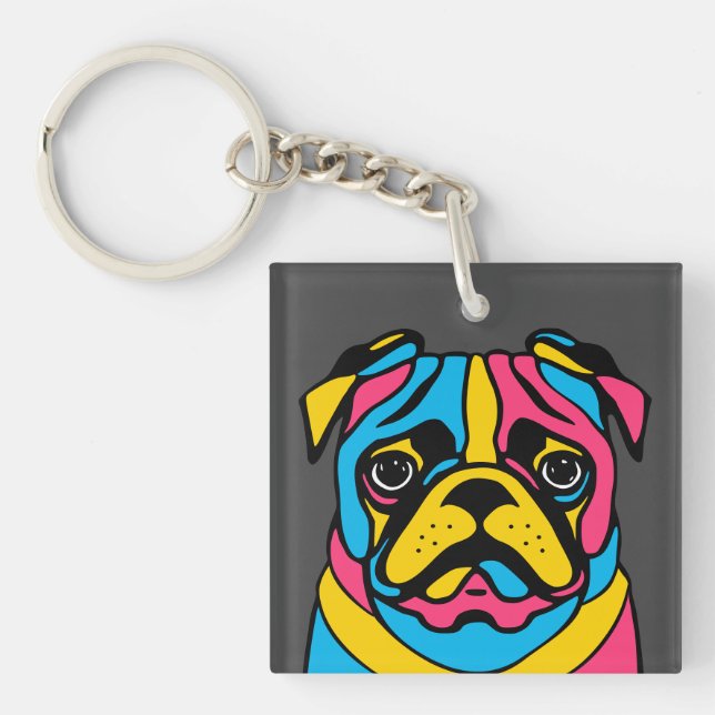 Llavero personalizable 3 tono pug (Frente)