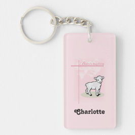 Llavero Personalizable, Bautizo, Rosa, Niña, Cordero
