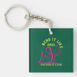 Llavero Personalizable "Bend it like 2025" Gato de yoga