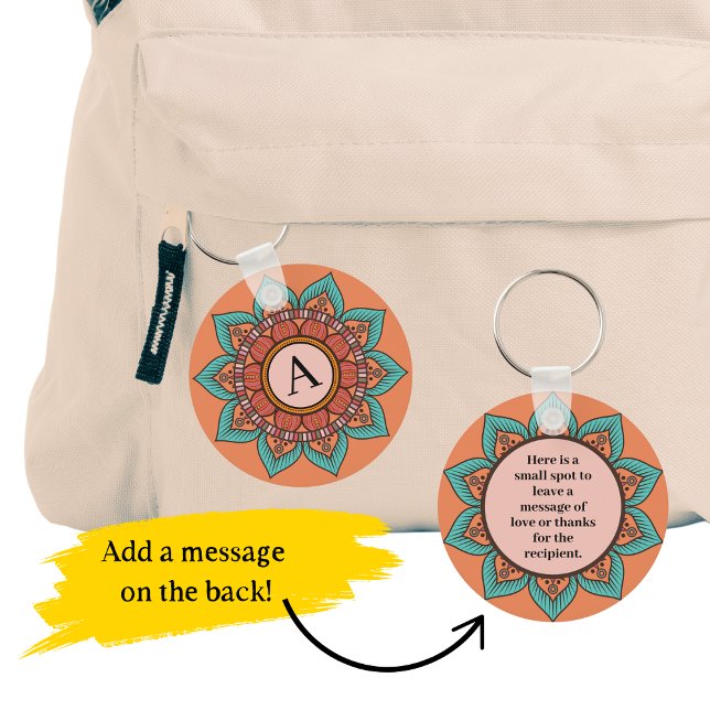 Llavero Personalizable Boho Floral Mandala con punto de me (Subido por el creador)