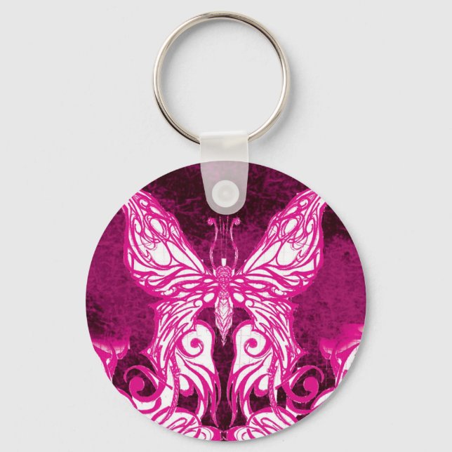 Llavero Personalizable Celta/Mariposa rosa Tribal (Anverso)
