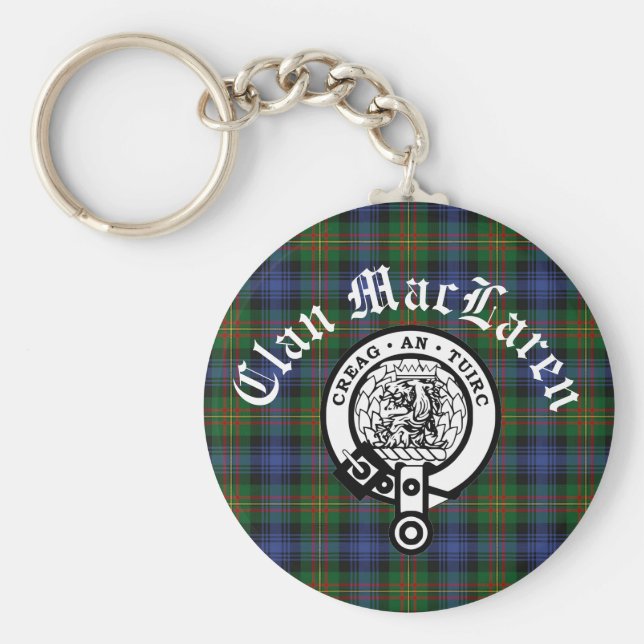 Llavero Personalizable Clan MacLaren Escudo Badge & Tartan (Frente)