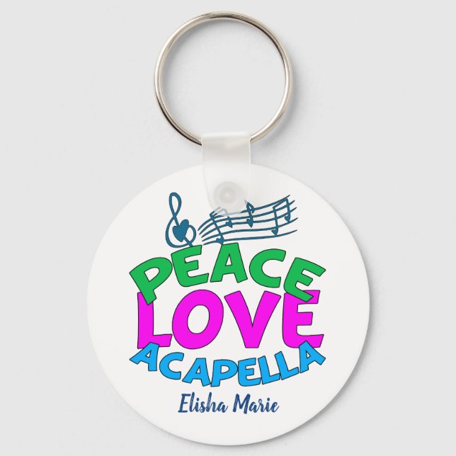 Llavero Personalizable curado del grupo Peace Love Acapell (Anverso)
