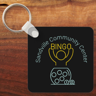 Llavero Personalizable de arte Bingo Night Neon Line