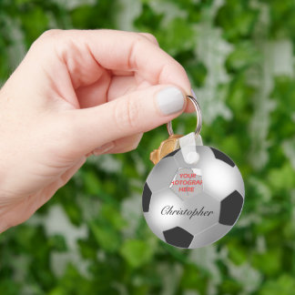 Llavero Personalizable de bolas de fútbol plateado fotogra