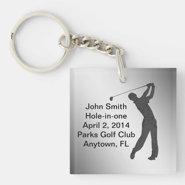 Llavero Personalizable de Conmemoración de Golf Hole-in-on (Frente)