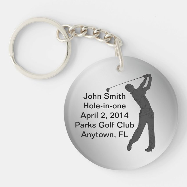 Llavero Personalizable de Conmemoración de Golf Hole-in-on (Frente)