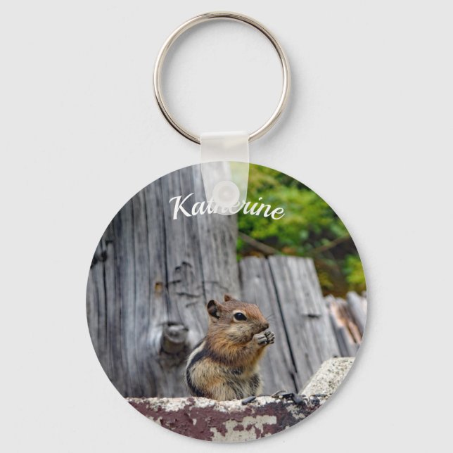 Llavero Personalizable de foto animal de Cute Chipmunk (Anverso)