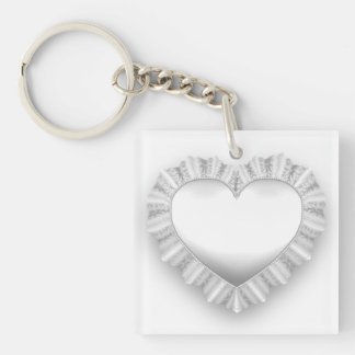 Llavero Personalizable del corazón de encaje blanco