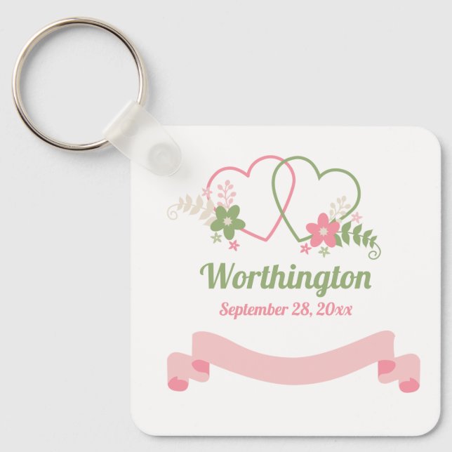 Llavero Personalizable Dos Bodas Corazales Vinculados (Anverso)