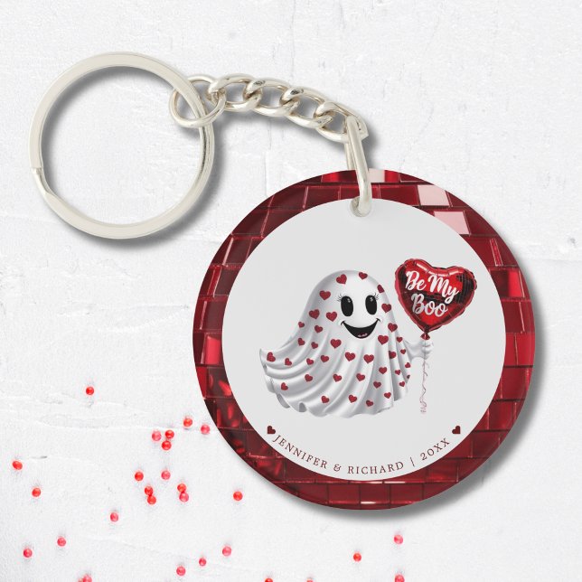 Llavero Personalizable El día de San Valentín romántico co (Customizable Romantic Valentine's Day Heart Keychain)