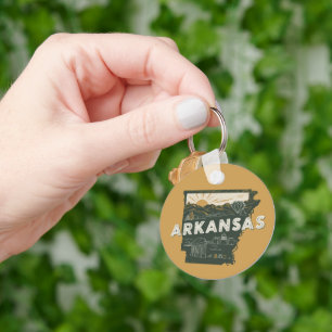 Llavero Personalizable Estatal Retro Arkansas