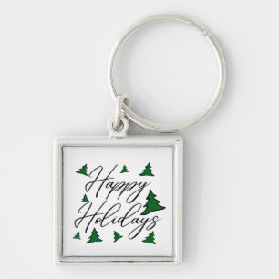 Llavero Personalizable Felices Fiestas con Árboles