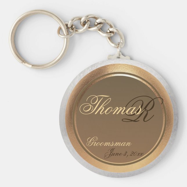 Llavero Personalizable Groomsman Keepsake Keychain (Frente)