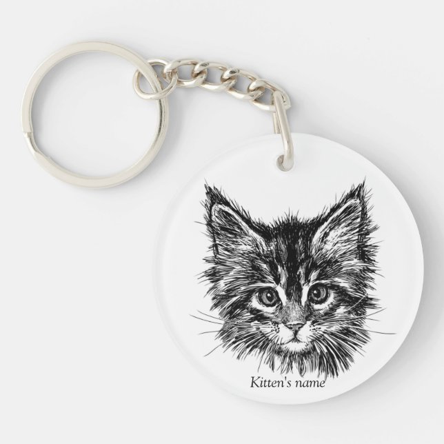 Llavero Personalizable lindo gatito (Frente)