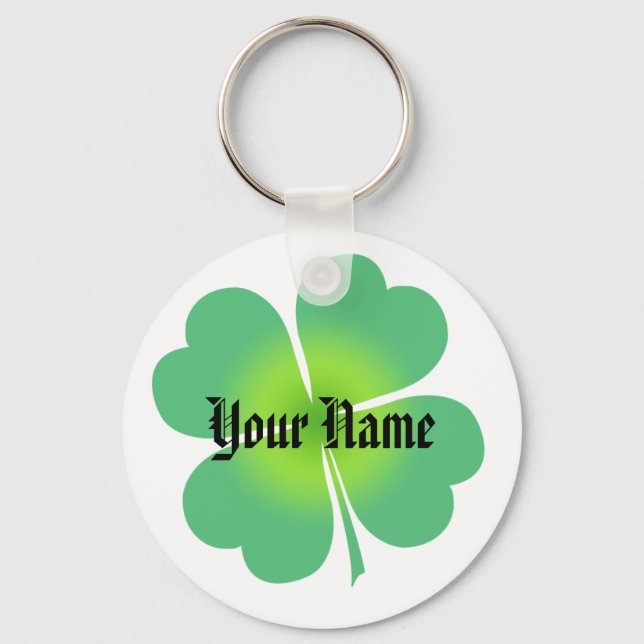 Llavero Personalizable Lucky Four Leaf Clover Keychain (Anverso)