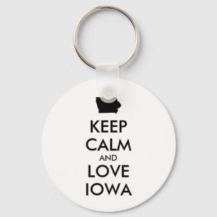 LLAVERO PERSONALIZABLE MANTENER CALMA Y AMAR A IOWA