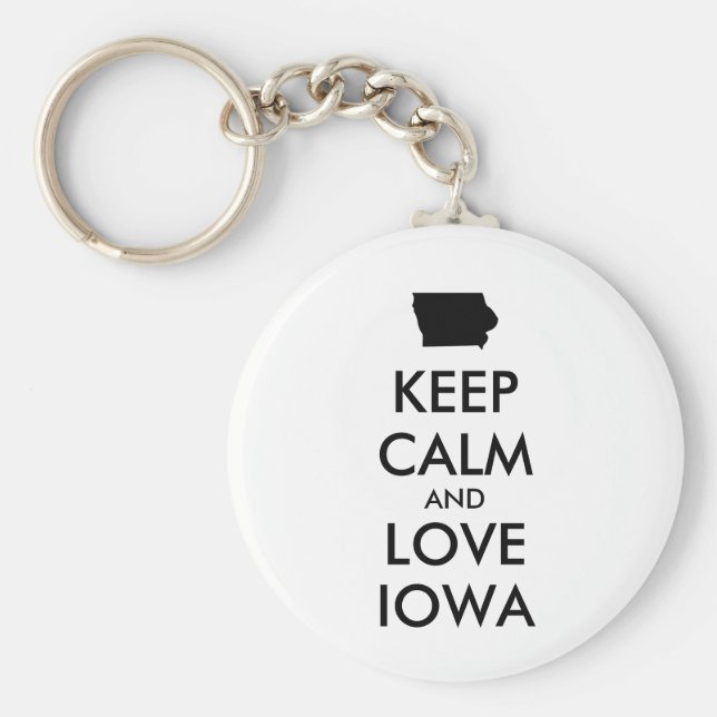 LLAVERO PERSONALIZABLE MANTENER CALMA Y AMAR A IOWA (Frente)