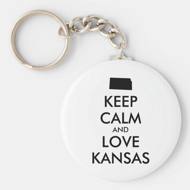 Llavero Personalizable MANTENER CALMA Y AMAR A KANSAS (Frente)