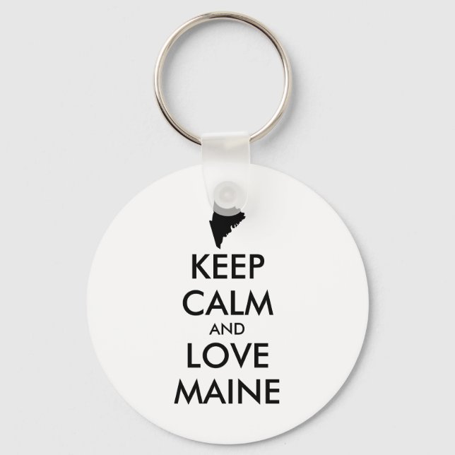 LLAVERO PERSONALIZABLE MANTENER CALMA Y AMAR A MAINE (Anverso)