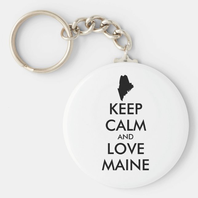 LLAVERO PERSONALIZABLE MANTENER CALMA Y AMAR A MAINE (Frente)