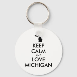 Llavero Personalizable MANTENER CALMA Y AMAR A MICHIGAN