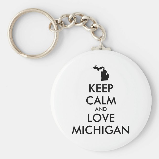 Llavero Personalizable MANTENER CALMA Y AMAR A MICHIGAN (Frente)