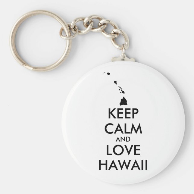 Llavero Personalizable MANTENER LA CALMA Y AMAR A HAWAII (Frente)