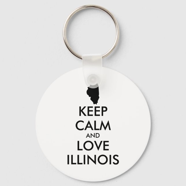 Llavero Personalizable MANTENER LA CALMA Y AMAR A ILLINOIS (Anverso)